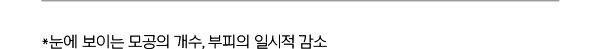 *눈에 보이는 모공의 개수, 부피의 일시적 감소